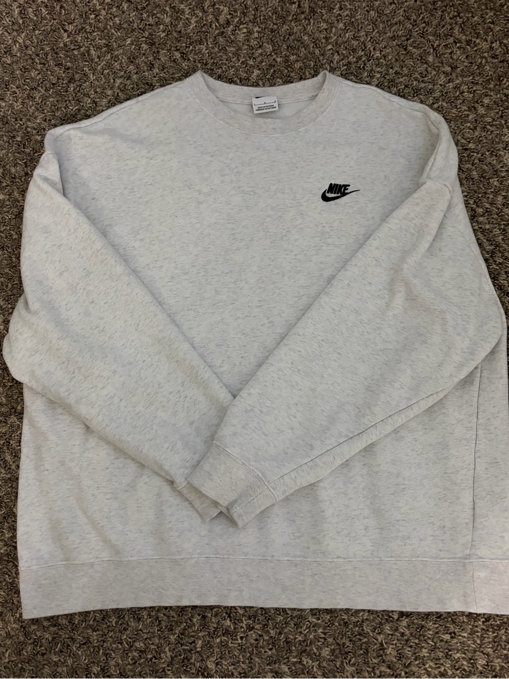 Nike Light Gray Crewneck Sweatshirt with Black Logo